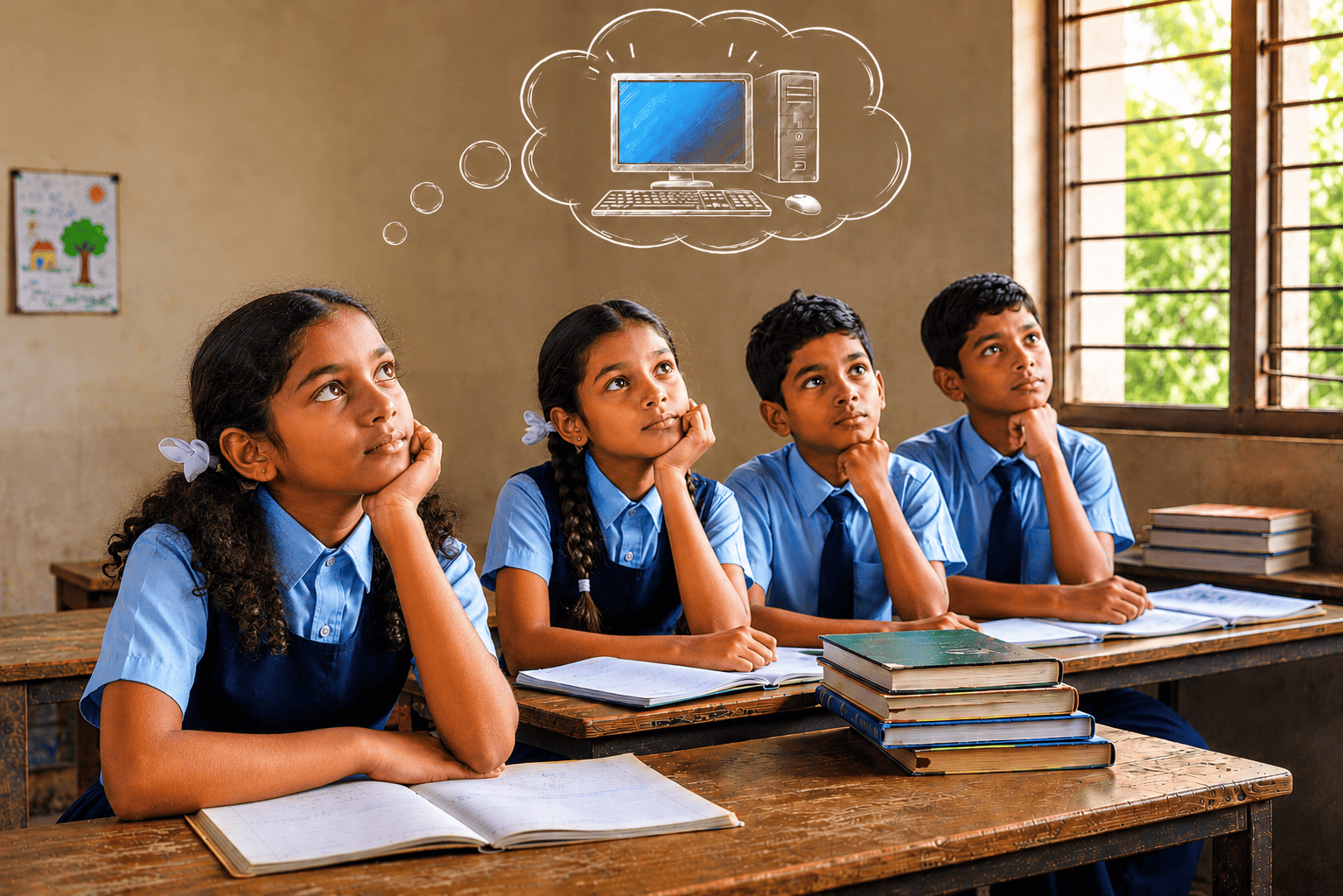 Children in school uniforms